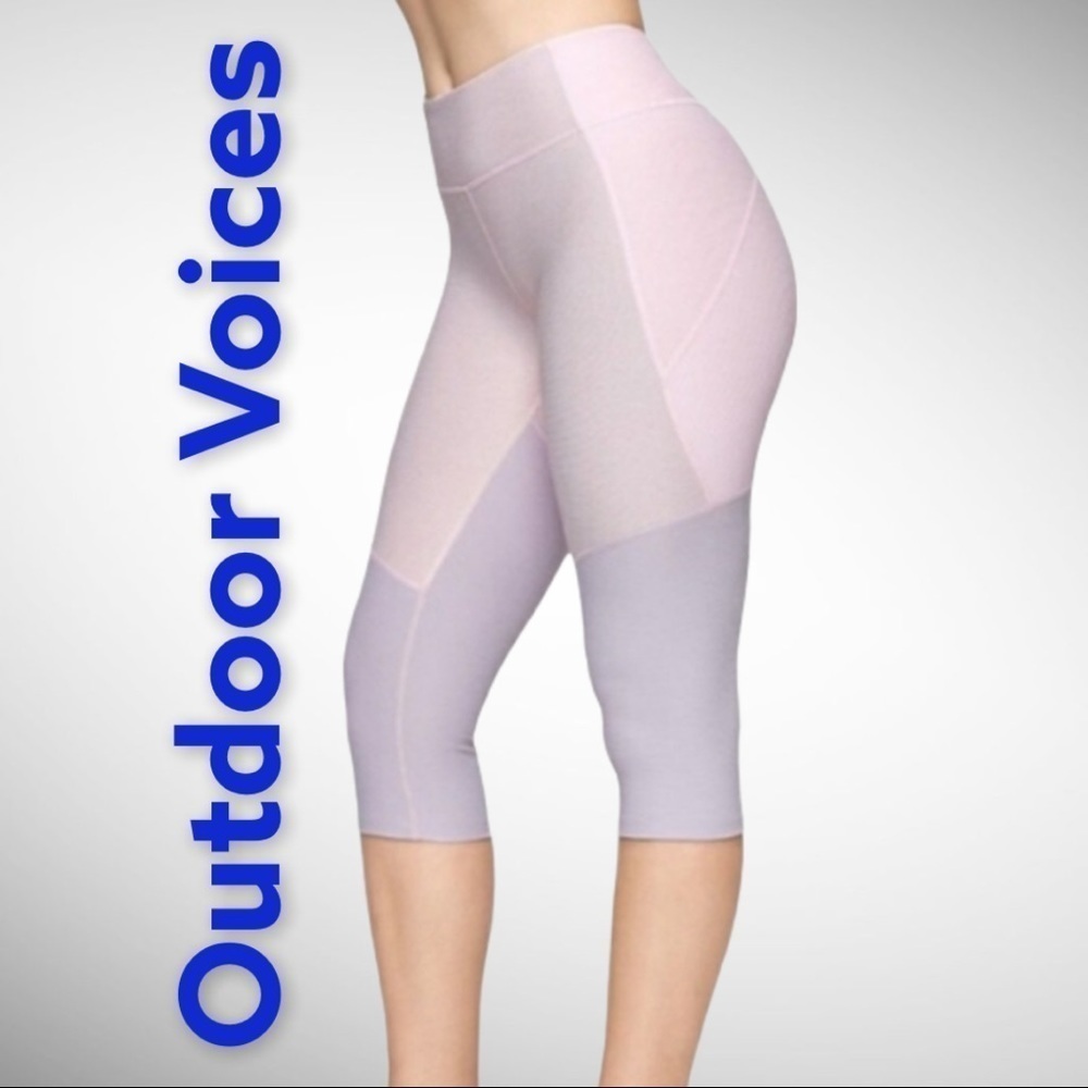 OUTDOOR VOICES‎ Blush Pink Tri-color Capri Leggings, Size Small